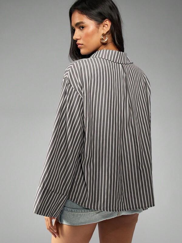 Missguided MISSGUIDED Oversized Button Down Blouse With Wide Cuffs
