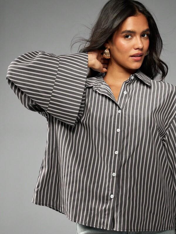 Missguided MISSGUIDED Oversized Button Down Blouse With Wide Cuffs