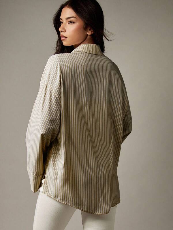 Missguided MISSGUIDED Oversized Button Down Collared Blouse With Bell Sleeves