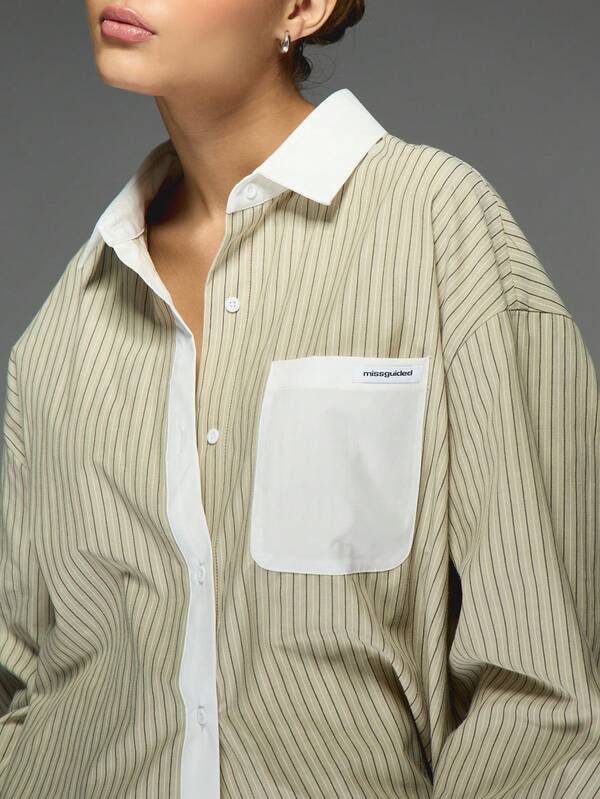 Missguided MISSGUIDED Oversized Button Down Shirt With Contrast Details