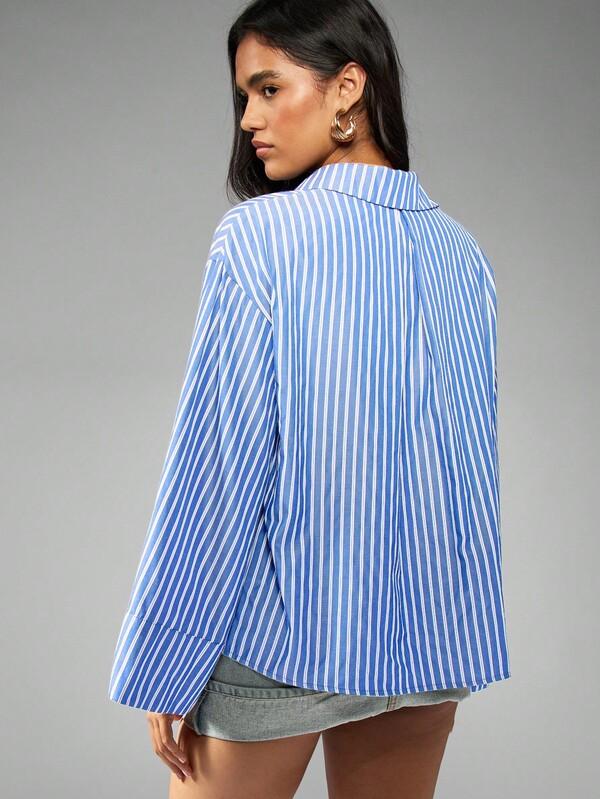 Missguided MISSGUIDED Oversized Button Down Shirt With Wide Cuffs And Stripes