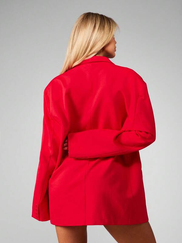Missguided MISSGUIDED Oversized Button Front Blazer With Lapel Collar
