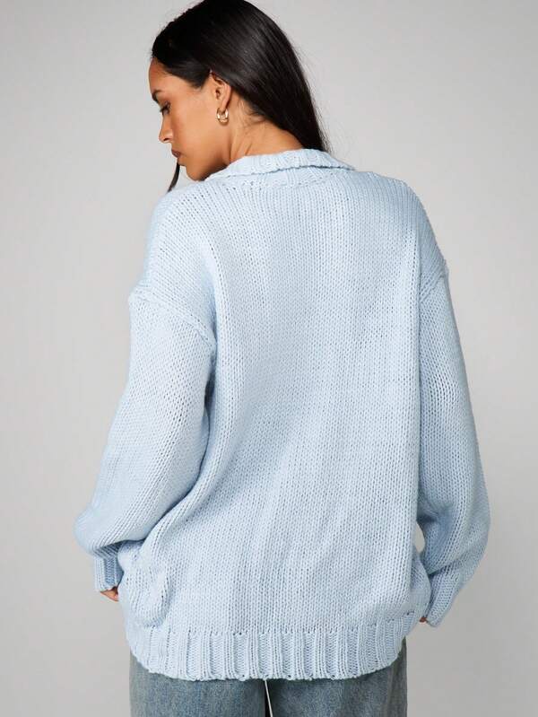 Missguided MISSGUIDED Oversized Button Through Chunky Knit Cardigan