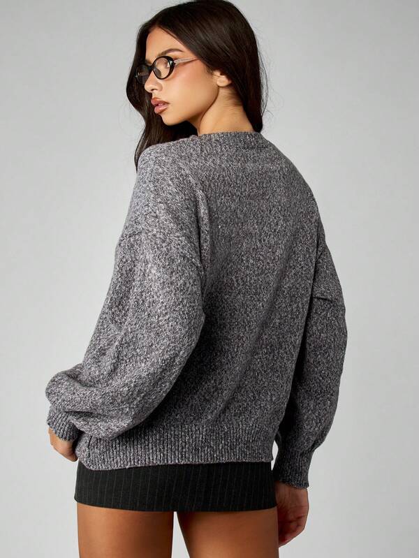 Missguided MISSGUIDED Oversized Cable Knit Crew Neck Sweater