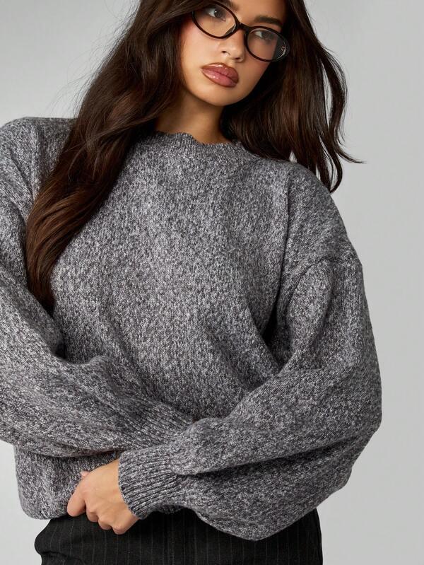 Missguided MISSGUIDED Oversized Cable Knit Crew Neck Sweater