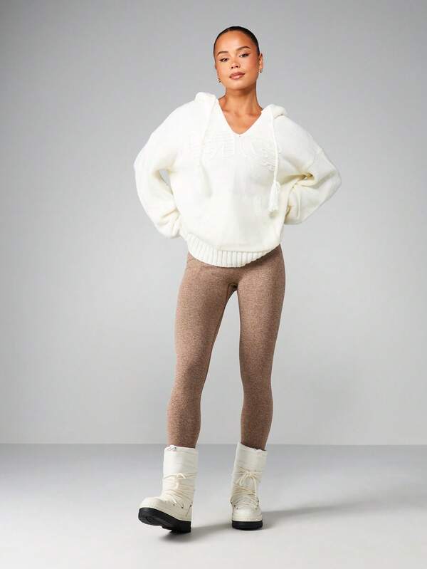 Missguided MISSGUIDED Oversized Cable Knit Hoodie With Drawstring