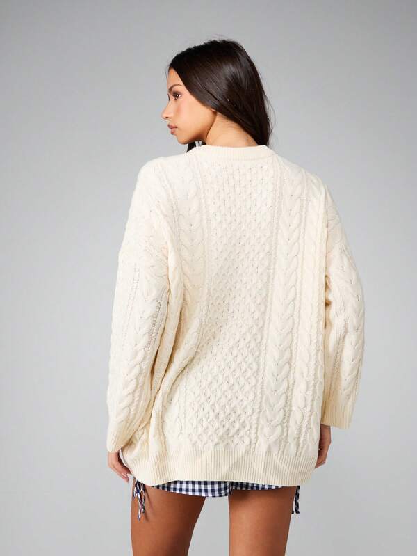 Missguided MISSGUIDED Oversized Cable Knit Sweater With Chunky Pattern