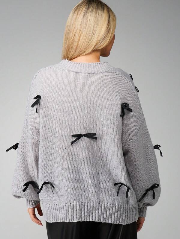 Missguided MISSGUIDED Oversized Cardigan With Bow Details