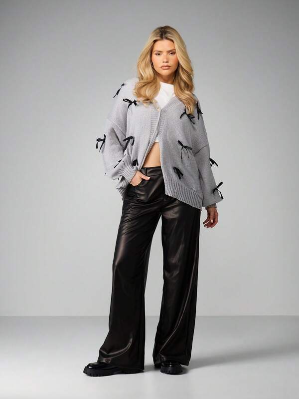 Missguided MISSGUIDED Oversized Cardigan With Bow Details