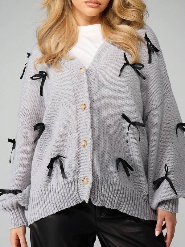 Missguided MISSGUIDED Oversized Cardigan With Bow Details