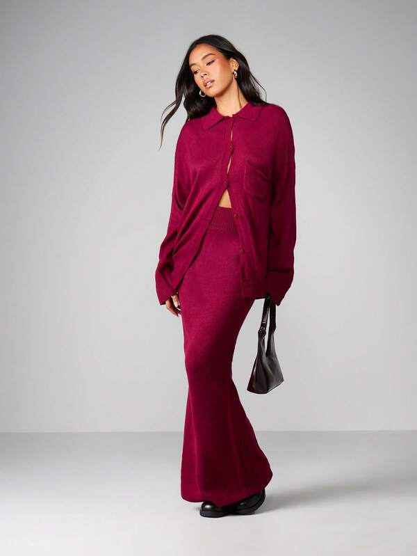 Missguided MISSGUIDED Oversized Cardigan With Button Closure And Pocket