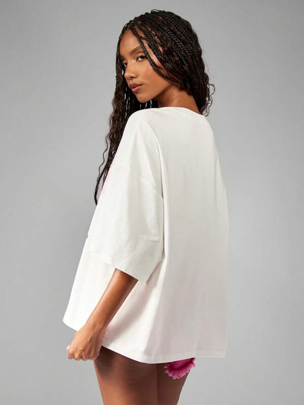 Missguided MISSGUIDED Oversized Cherry Graphic Fruit Print T-Shirt