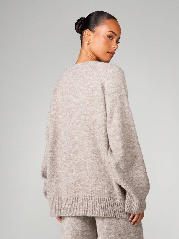 Missguided MISSGUIDED Oversized Chunky Knit Sweater With Embroidery