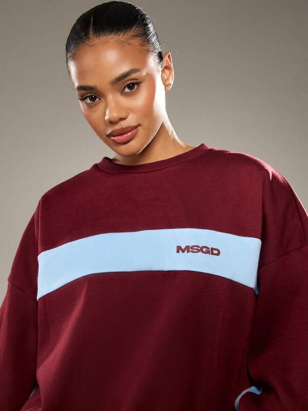 Missguided MISSGUIDED Oversized Color Block Sweatshirt With Stripe Panel