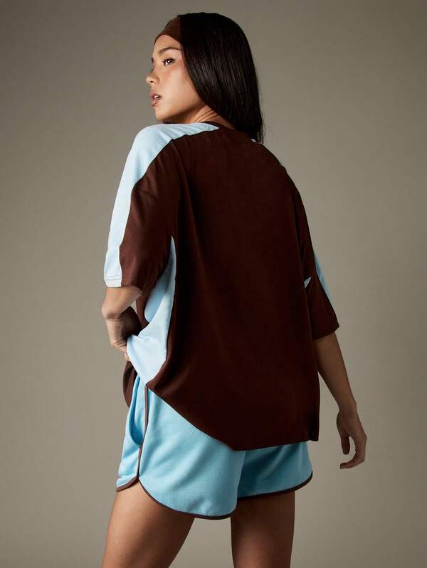 Missguided MISSGUIDED Oversized Color Block T-Shirt With Contrast Sleeves