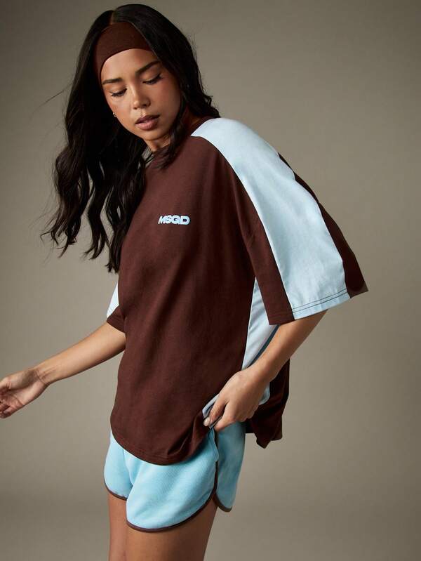 Missguided MISSGUIDED Oversized Color Block T-Shirt With Contrast Sleeves