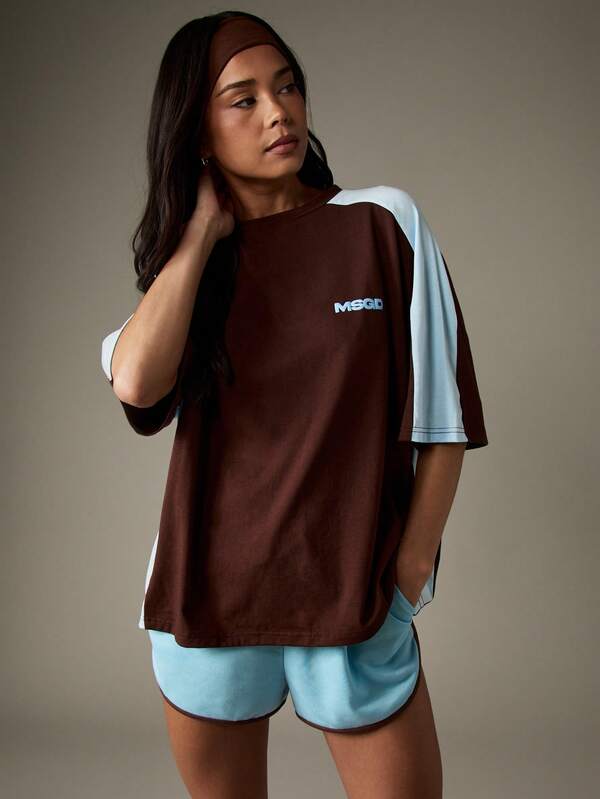 missguided MISSGUIDED Oversized Color Block T-Shirt With Contrast Sleeves