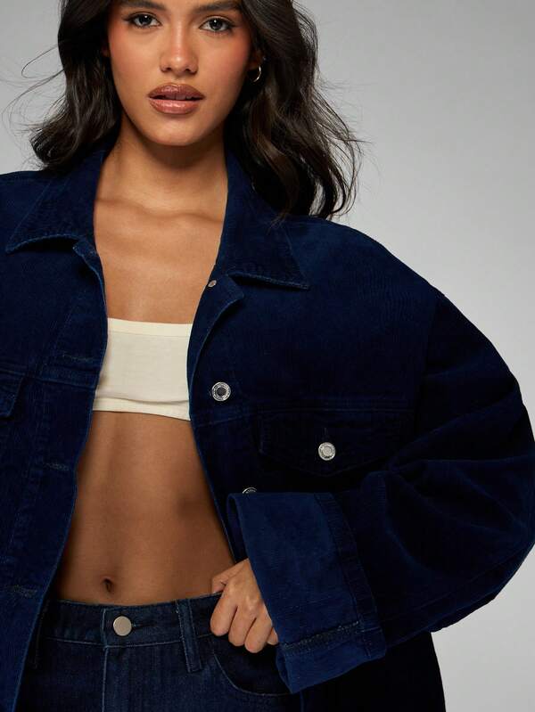 Missguided MISSGUIDED Oversized Corduroy Trucker Jacket With Button Front