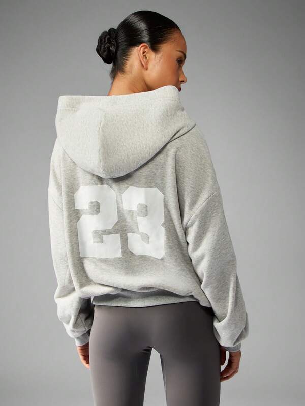 Missguided MISSGUIDED Oversized Cotton Blend Hoodie With Number Print