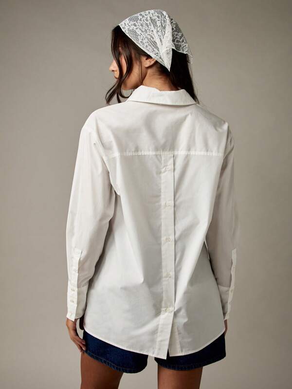 Missguided MISSGUIDED Oversized Cotton Button Down Shirt With Long Sleeves