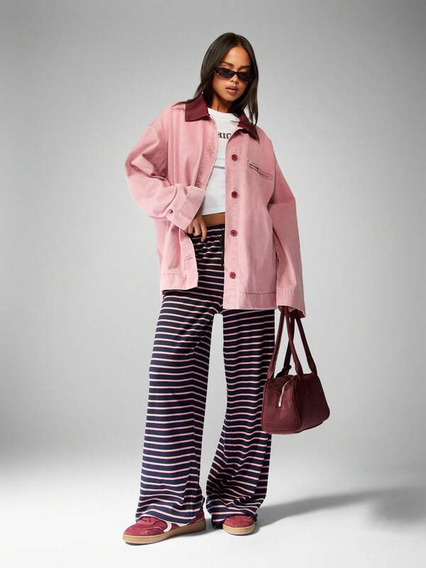 Missguided MISSGUIDED Oversized Cotton Canvas Barn Jacket With Leather Collar