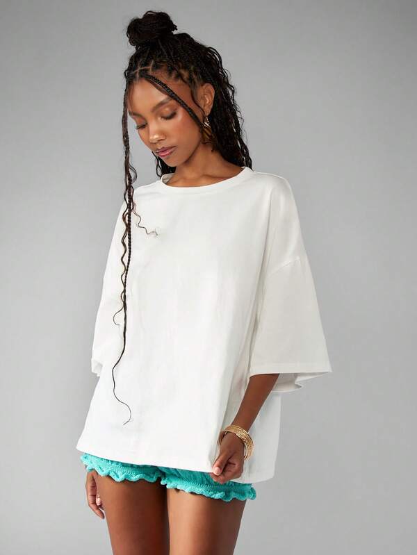 Missguided MISSGUIDED Oversized Cotton Design Print Short Sleeve Women T-Shirts