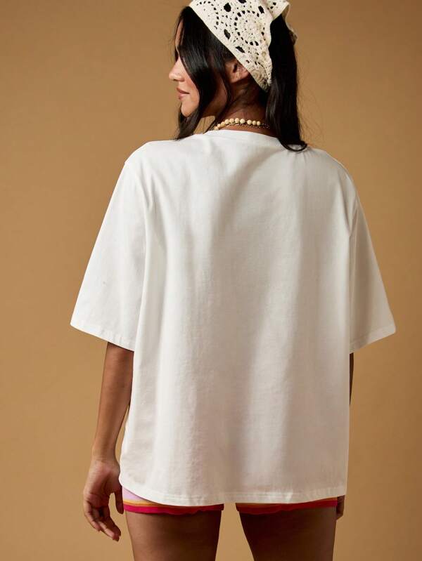 Missguided MISSGUIDED Oversized Cotton T-Shirt With Yapper Print