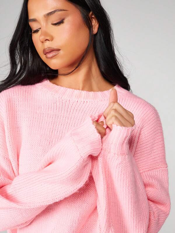 Missguided MISSGUIDED Oversized Crew Neck Knit Sweater