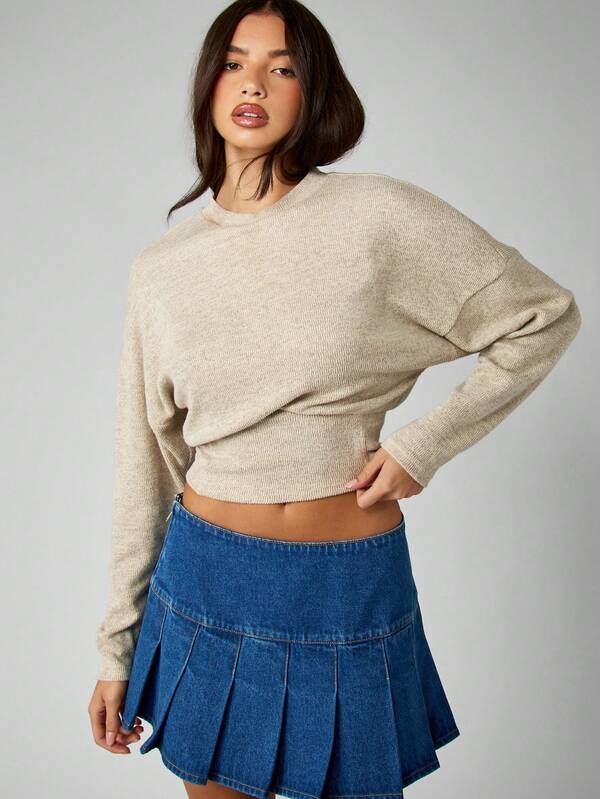 missguided MISSGUIDED Oversized Crew Neck Knit Sweater