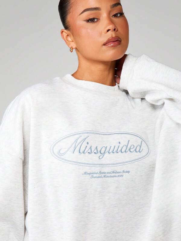 Missguided MISSGUIDED Oversized Crew Neck Logo Sweatshirt