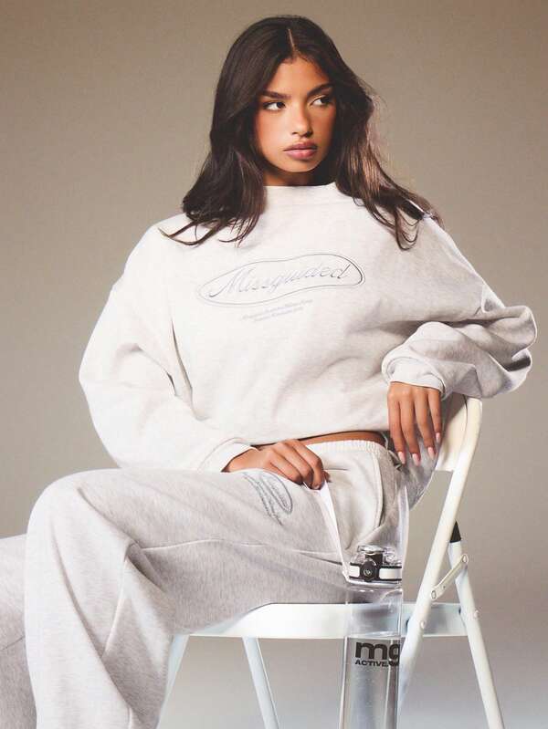 missguided MISSGUIDED Oversized Crew Neck Logo Sweatshirt