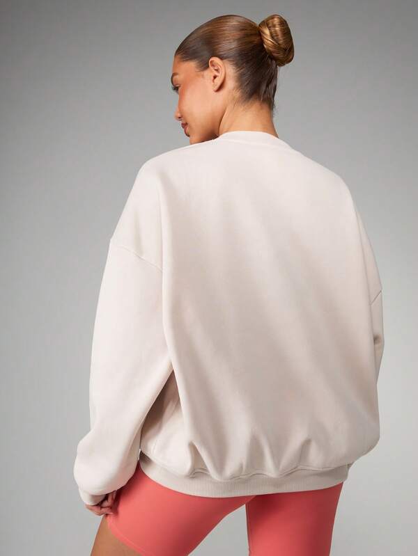 Missguided MISSGUIDED Oversized Crew Neck Sweatshirt With Brand Print