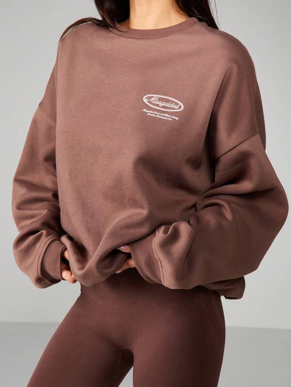 Missguided MISSGUIDED Oversized Crew Neck Sweatshirt With Logo