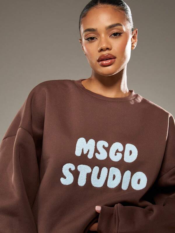 Missguided MISSGUIDED Oversized Crew Neck Sweatshirt With Print
