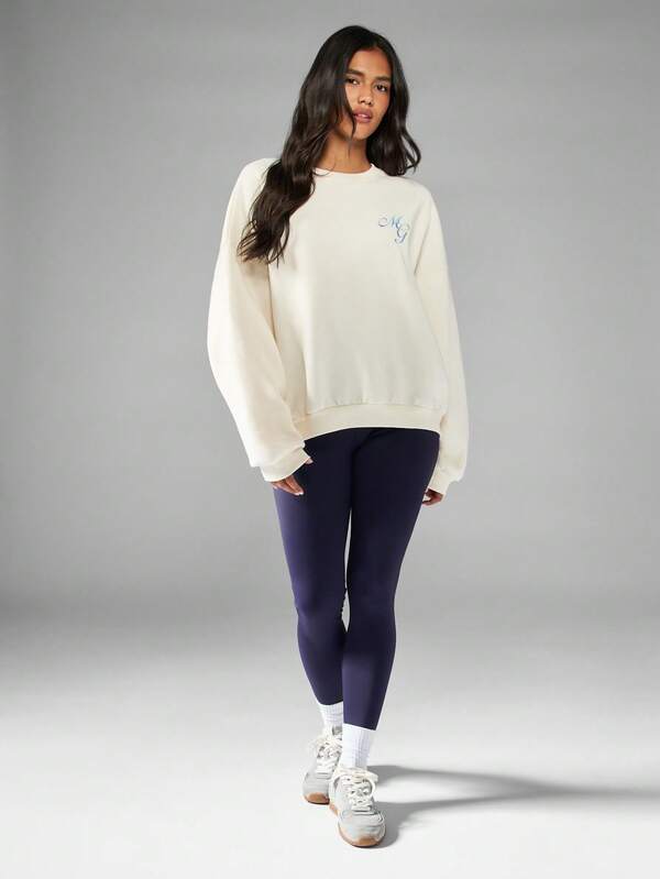 Missguided MISSGUIDED Oversized Crewneck Sweatshirt With Monogram Embroidery