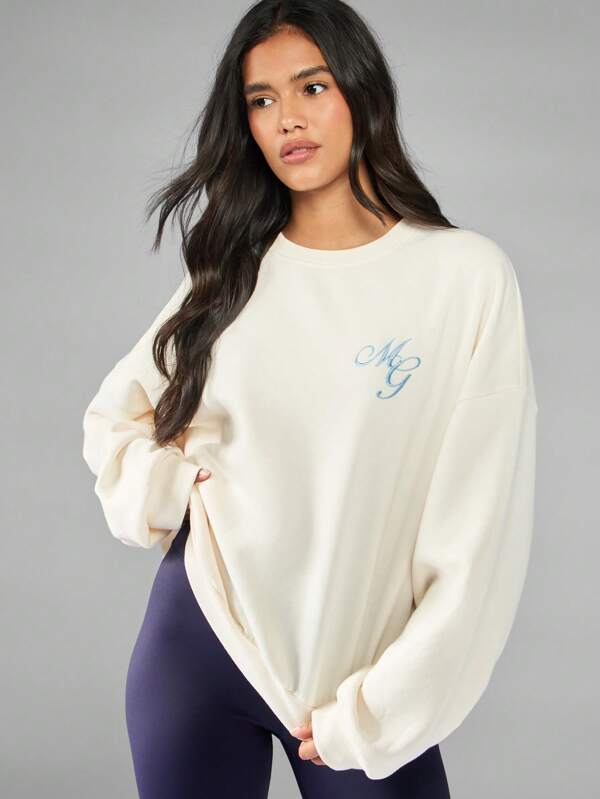 missguided MISSGUIDED Oversized Crewneck Sweatshirt With Monogram Embroidery