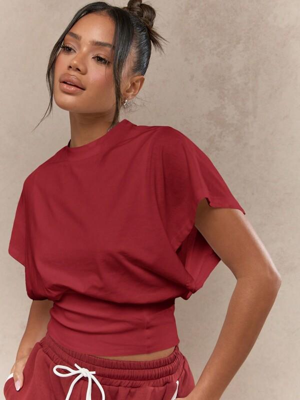 Missguided MISSGUIDED Oversized Crop T Shirt With Elastic Waist