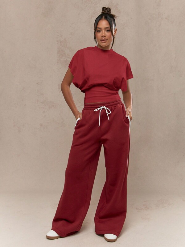 Missguided MISSGUIDED Oversized Crop T Shirt With Elastic Waist