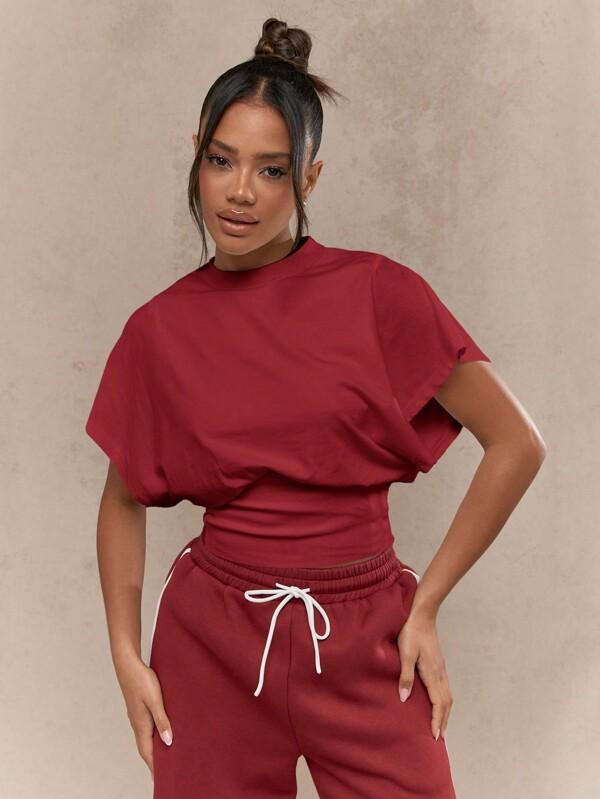 missguided MISSGUIDED Oversized Crop T Shirt With Elastic Waist
