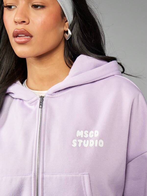 Missguided MISSGUIDED Oversized Cropped Full-Zip Hoodie