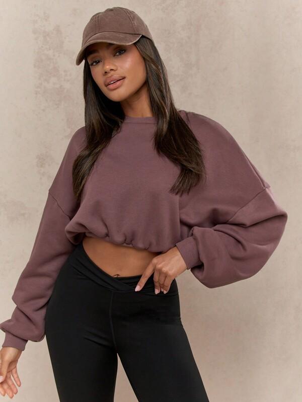 Missguided MISSGUIDED Oversized Cropped Long Sleeve Athleisure Sweatshirt
