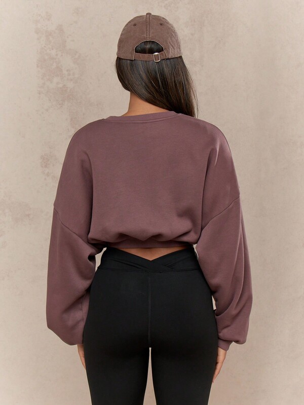 Missguided MISSGUIDED Oversized Cropped Long Sleeve Athleisure Sweatshirt