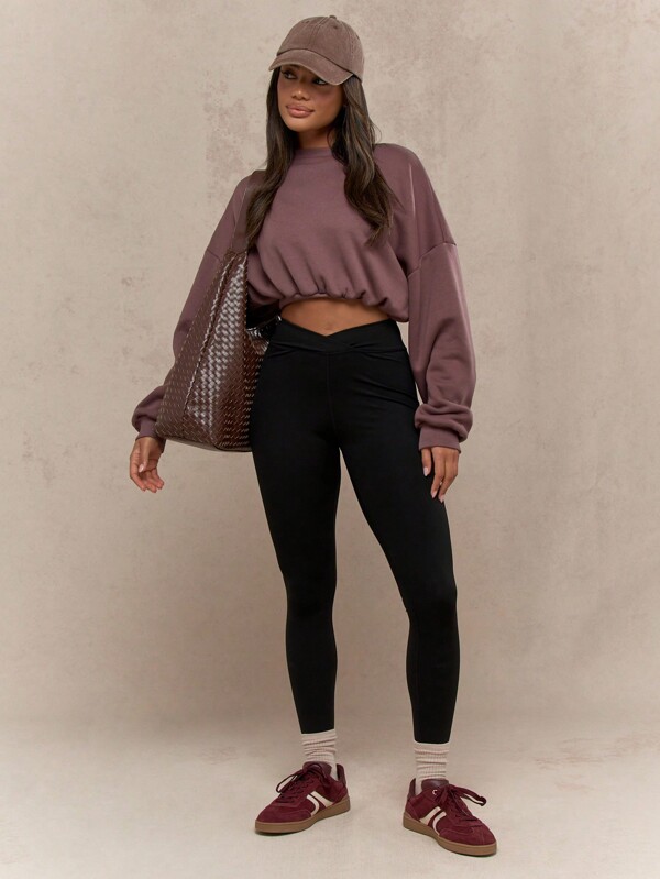 missguided MISSGUIDED Oversized Cropped Long Sleeve Athleisure Sweatshirt