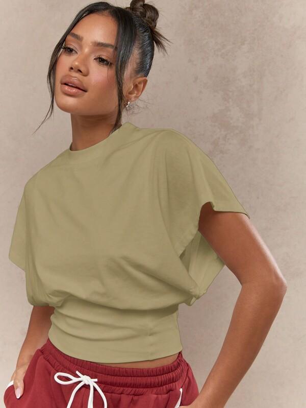 Missguided MISSGUIDED Oversized Cropped Top With Dolman Sleeves And Cinched Waist