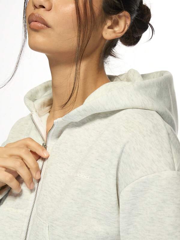 Missguided MISSGUIDED Oversized Cropped Zip-Up Hoodie Sweatshirt