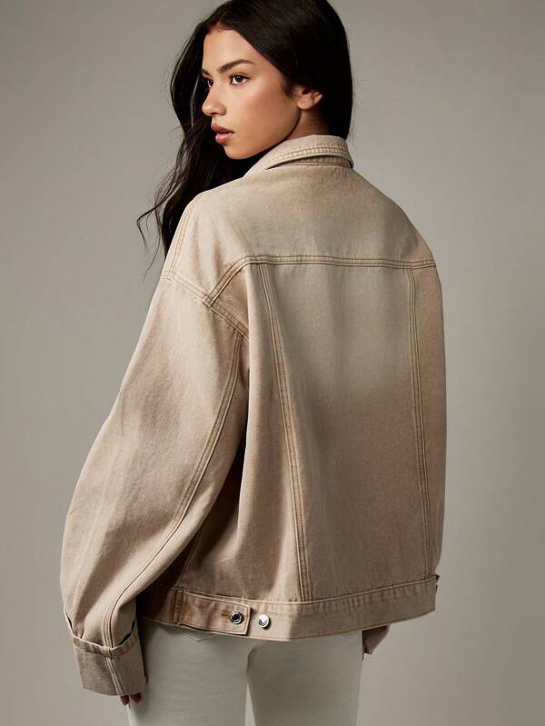 Missguided MISSGUIDED Oversized Denim Jacket With Turn Up Cuffs