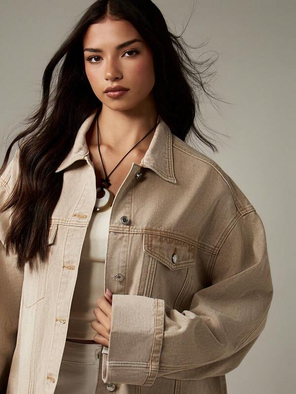 Missguided MISSGUIDED Oversized Denim Jacket With Turn Up Cuffs