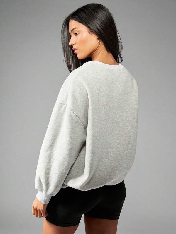 Missguided MISSGUIDED Oversized Distressed Applique Crewneck Pullover Women Sweatshirt Is Cozy