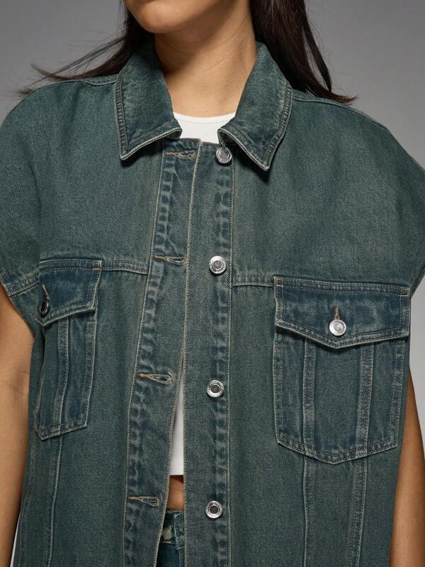 Missguided MISSGUIDED Oversized Distressed Vintage Sleeveless Denim Vest