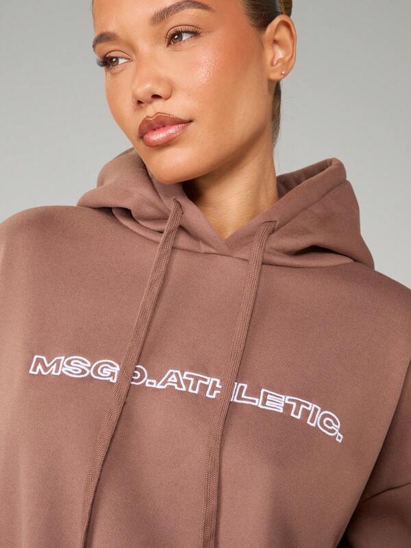 Missguided MISSGUIDED Oversized Fleece Hoodie With Drawstring And Brand Logo